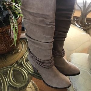 Ella Moss Viola Tall Suede Latte Boot Scrunch 7.5